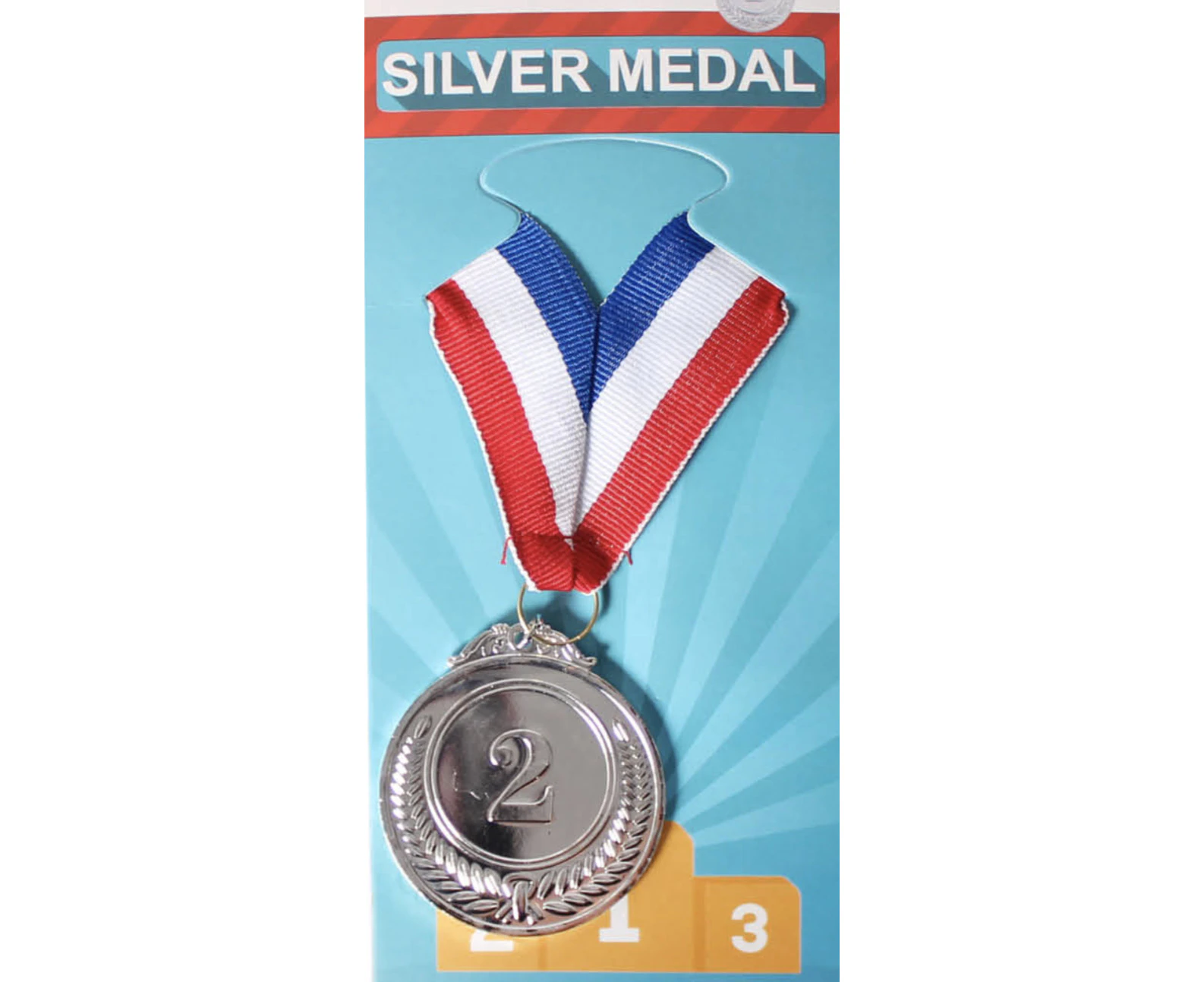 Set of 3 Gold Silver Bronze Medals Sports Day Awards School Events Olympics Parties - Silver (2nd)