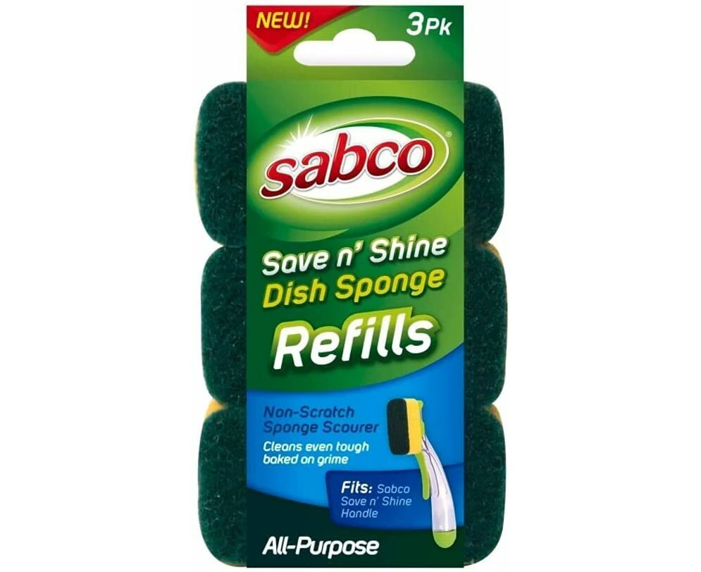 3-Pack Sabco Save N Shine Dish Sponge Scourer Refill