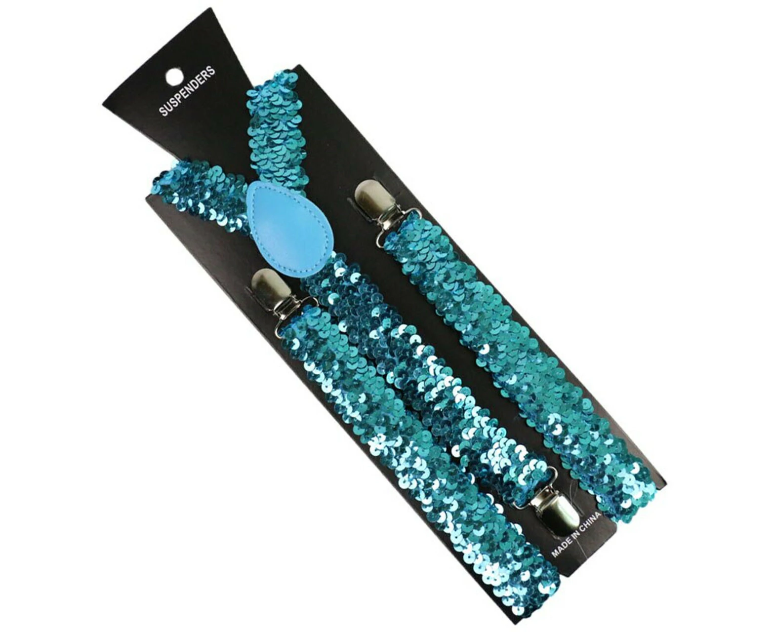 Mens Suspenders Braces Adjustable Strong Clip On Elastic Formal Wedding Slim - Blue (Sequin)