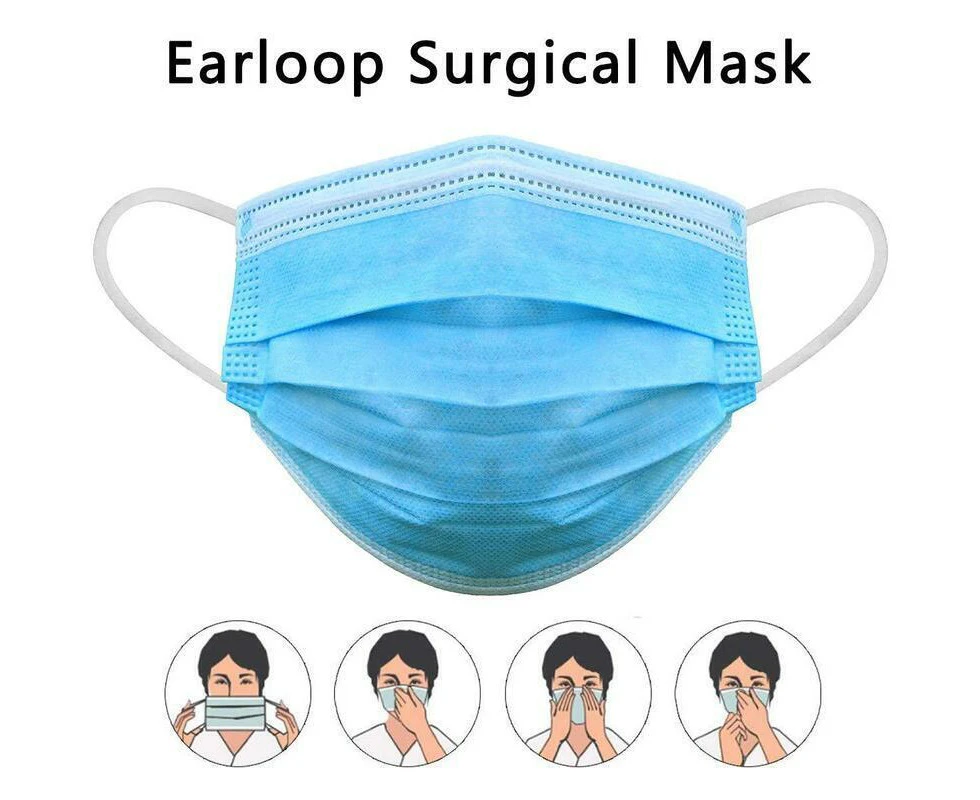 50x CE CERTIFIED Disposable SURGICAL MASKS Face Guard Dust Mouth 3 Ply Air Purifying