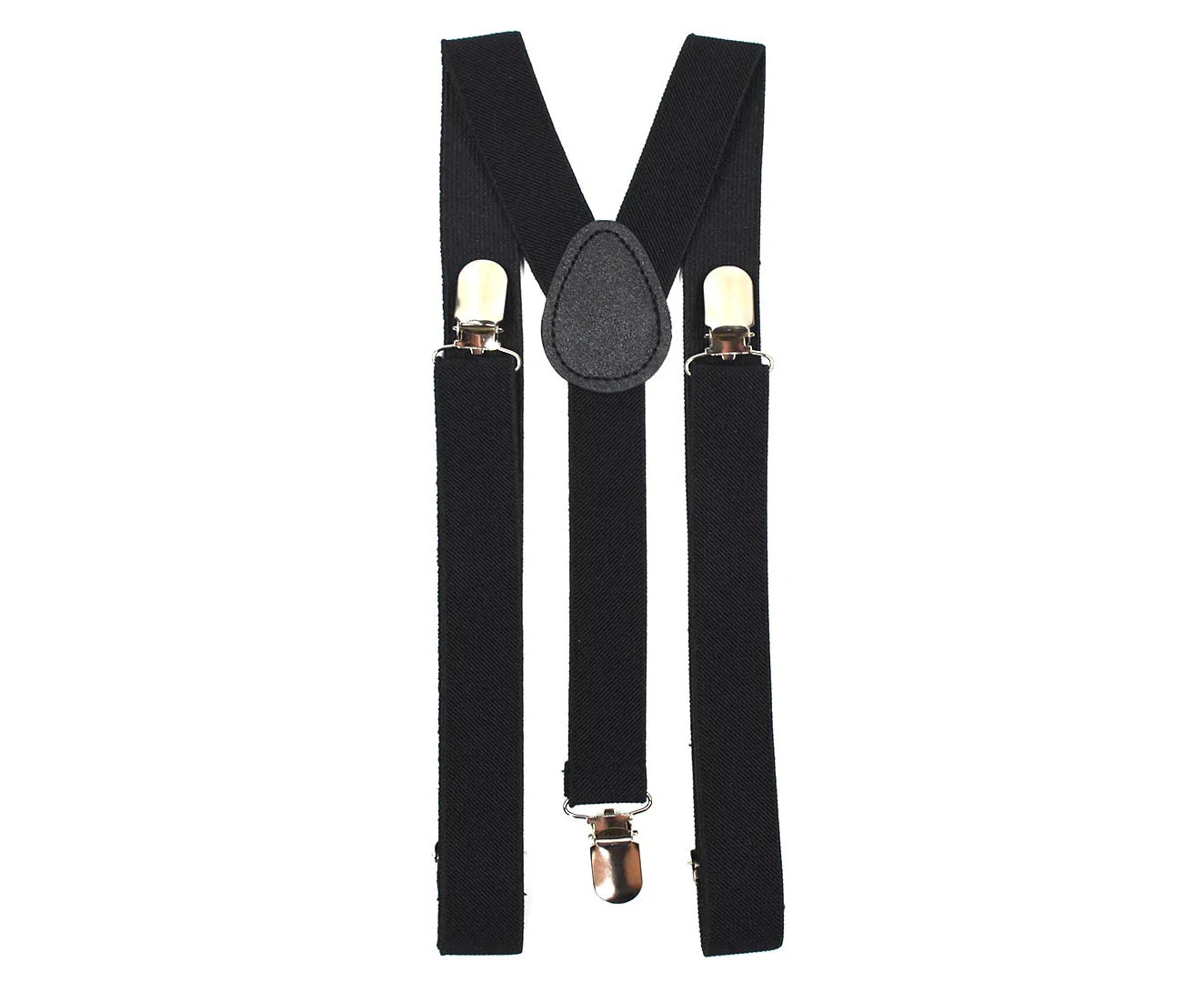 Mens Suspenders Braces Adjustable Strong Clip On Elastic Formal Wedding Slim - Black