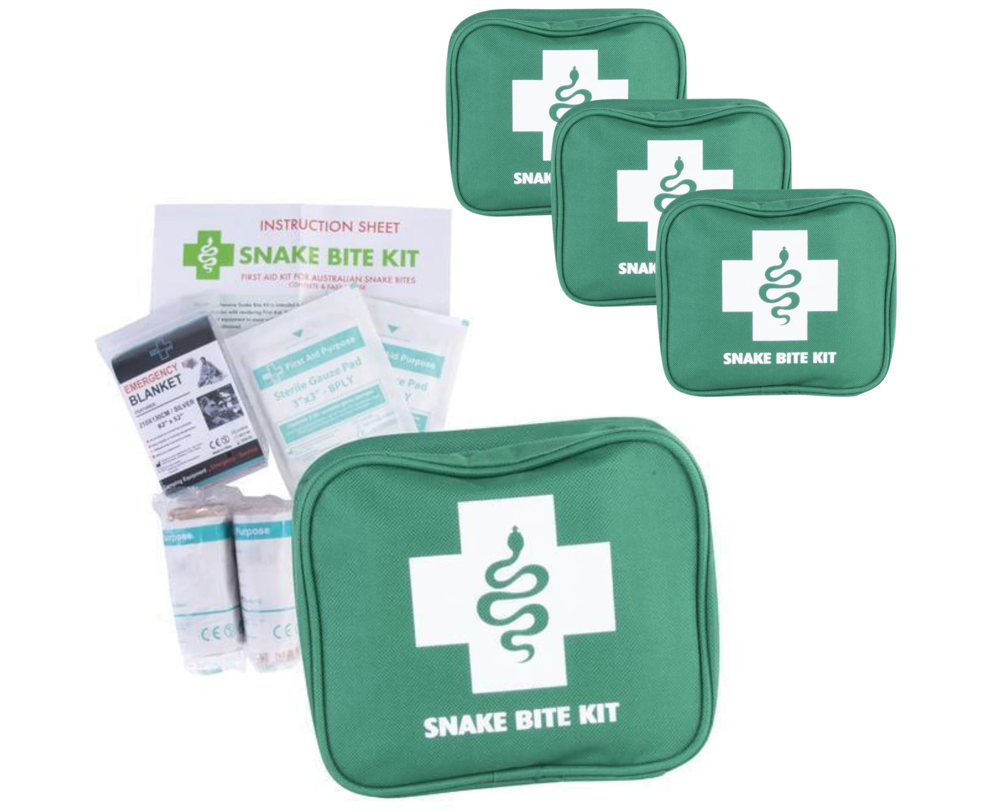 3x 9 Piece Australian Snake Bite First Aid Kit Camping Hiking Travel