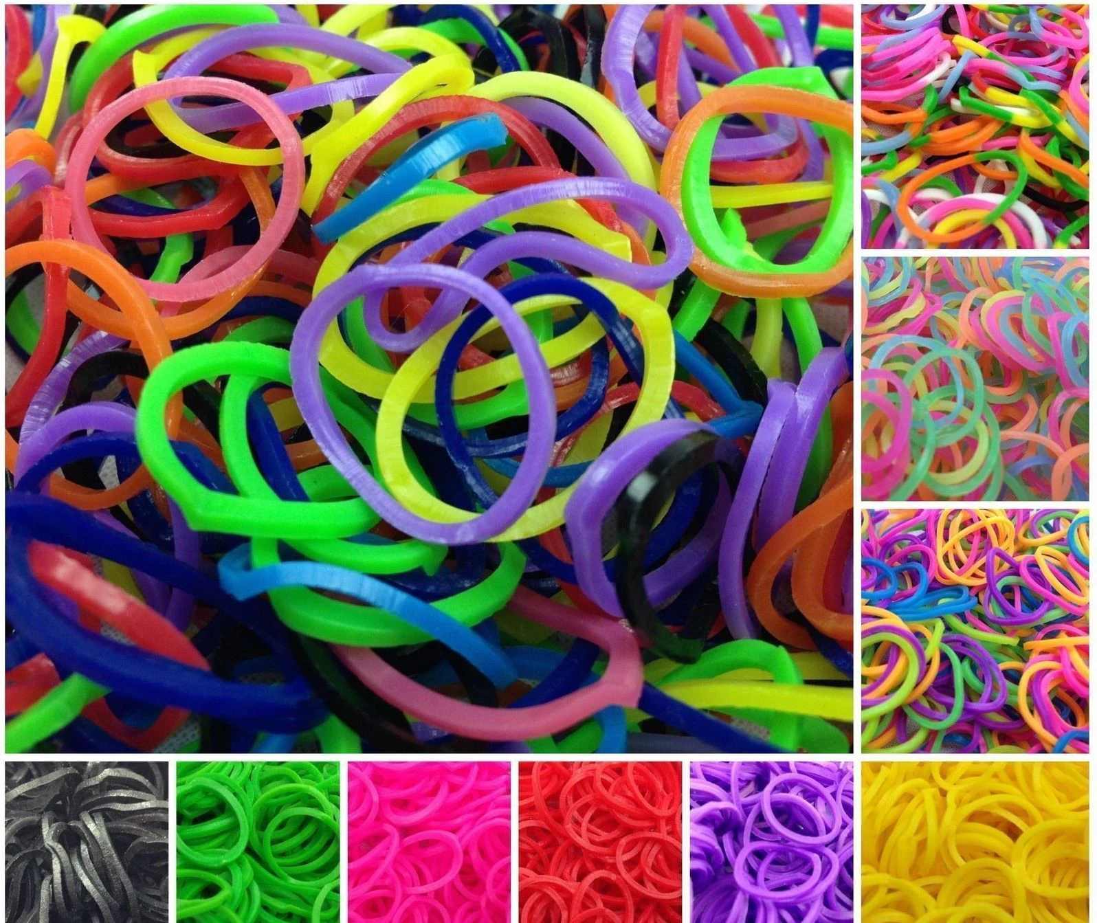 1200 pcs LOOM BANDS Rubber Refill Kit DIY Magical Bracelet 36S Clips,6 Hook - Choose My Colours