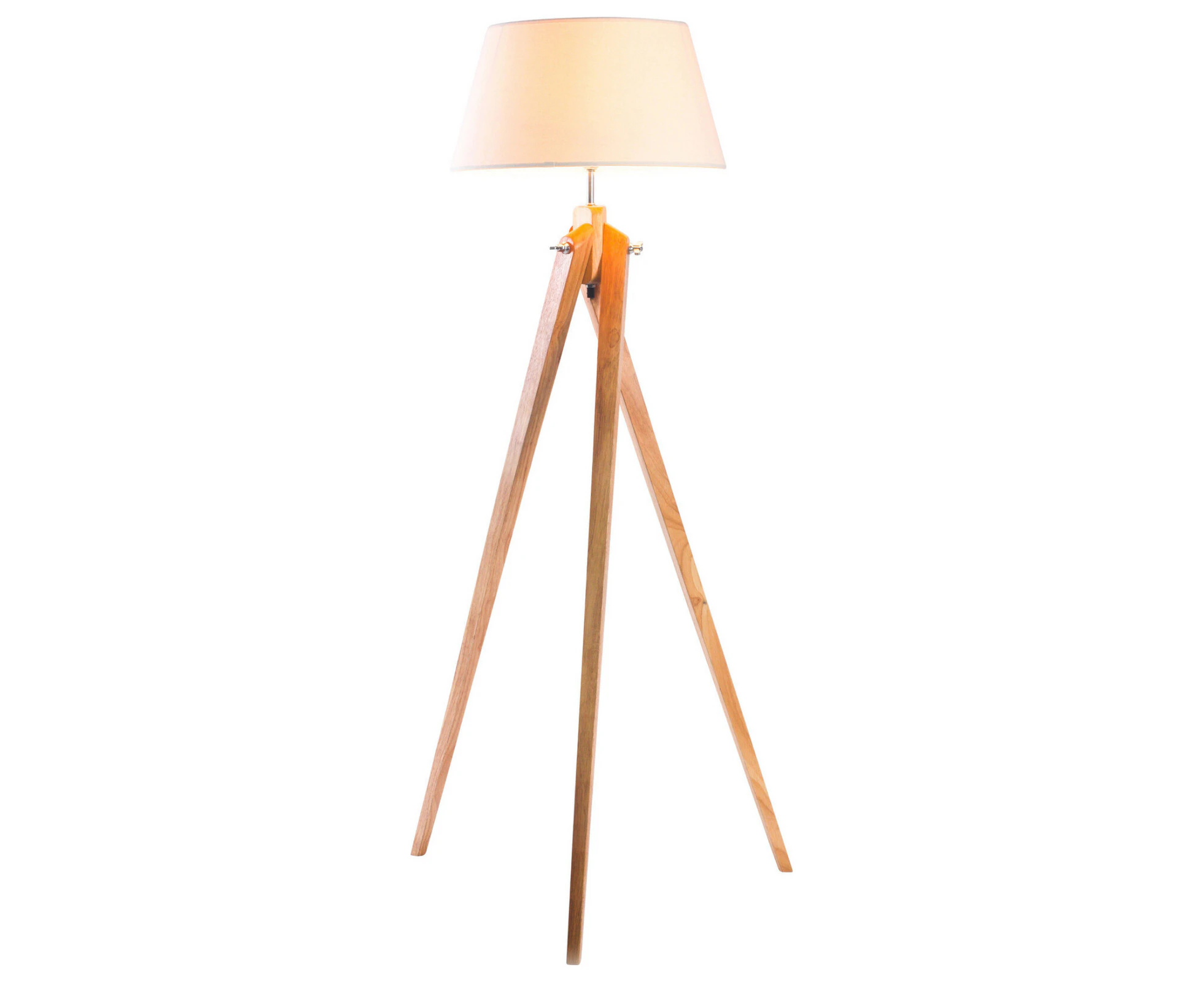 Large Tripod Floor Lamp Linen Shade Modern Bamboo Wooden Retro Twist Light