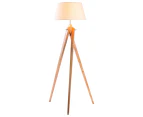 Large Tripod Floor Lamp Linen Shade Modern Bamboo Wooden Retro Twist Light