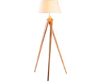 Large Tripod Floor Lamp Linen Shade Modern Bamboo Wooden Retro Twist Light