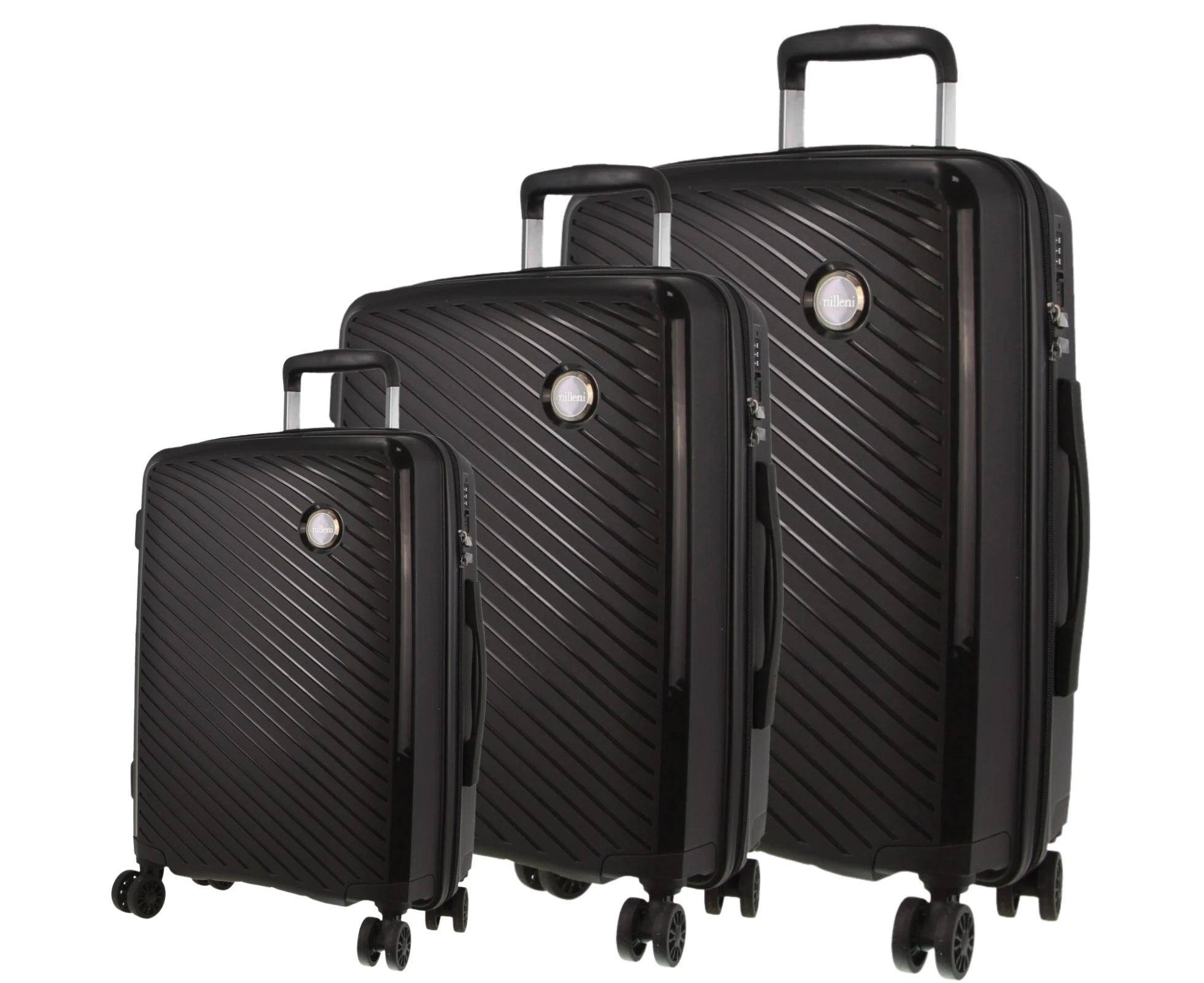 Monaco Hardshell 3-Piece Luggage Bag Set Travel Suitcase - Black