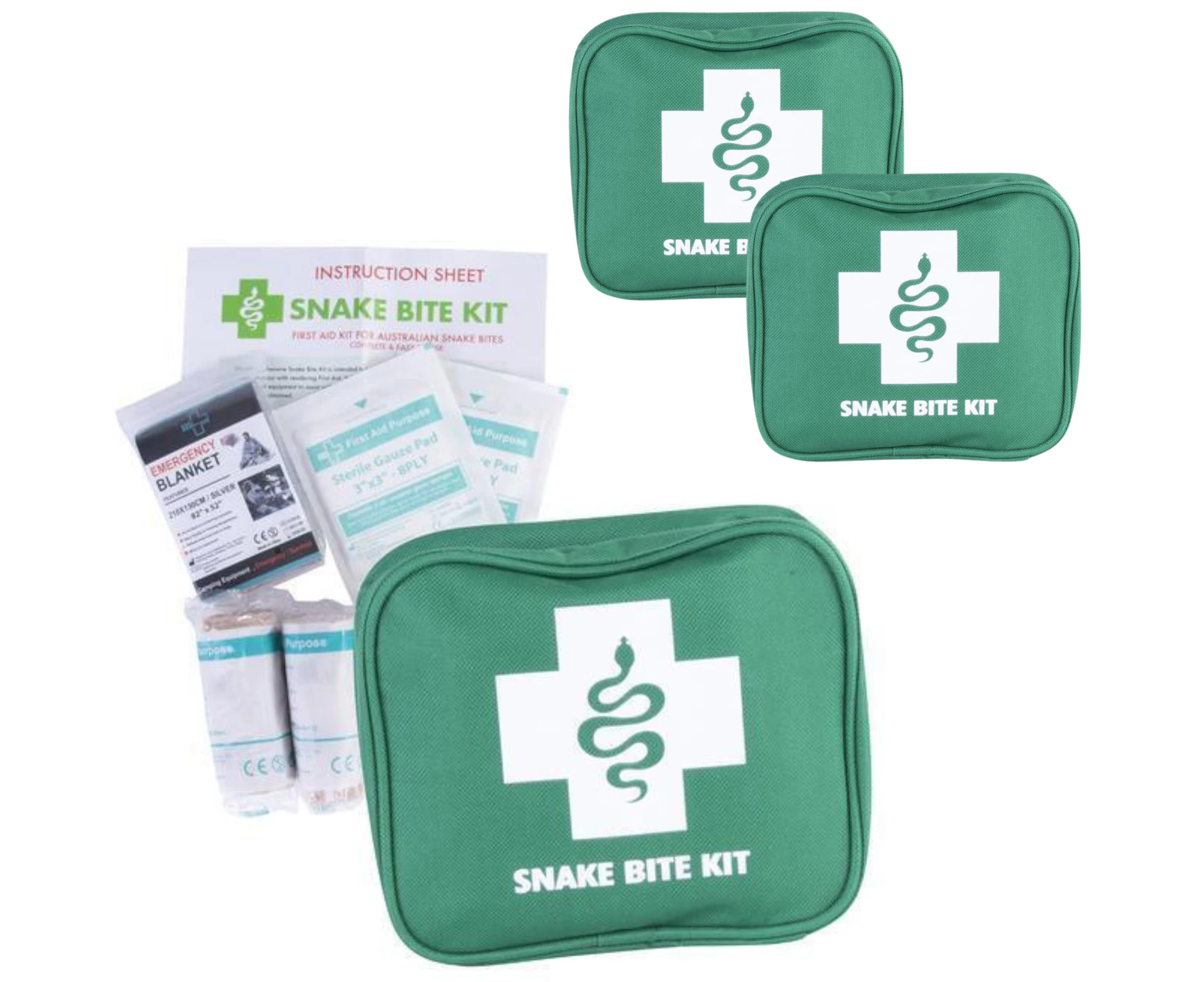 2x 9 Piece Australian Snake Bite First Aid Kit Camping Hiking Travel