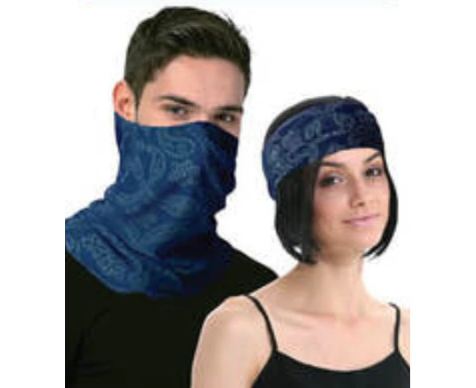 Seamless Tube Bandana Head Scarf Face Cover Mask Pattern Mask Neck Gaiter - Navy