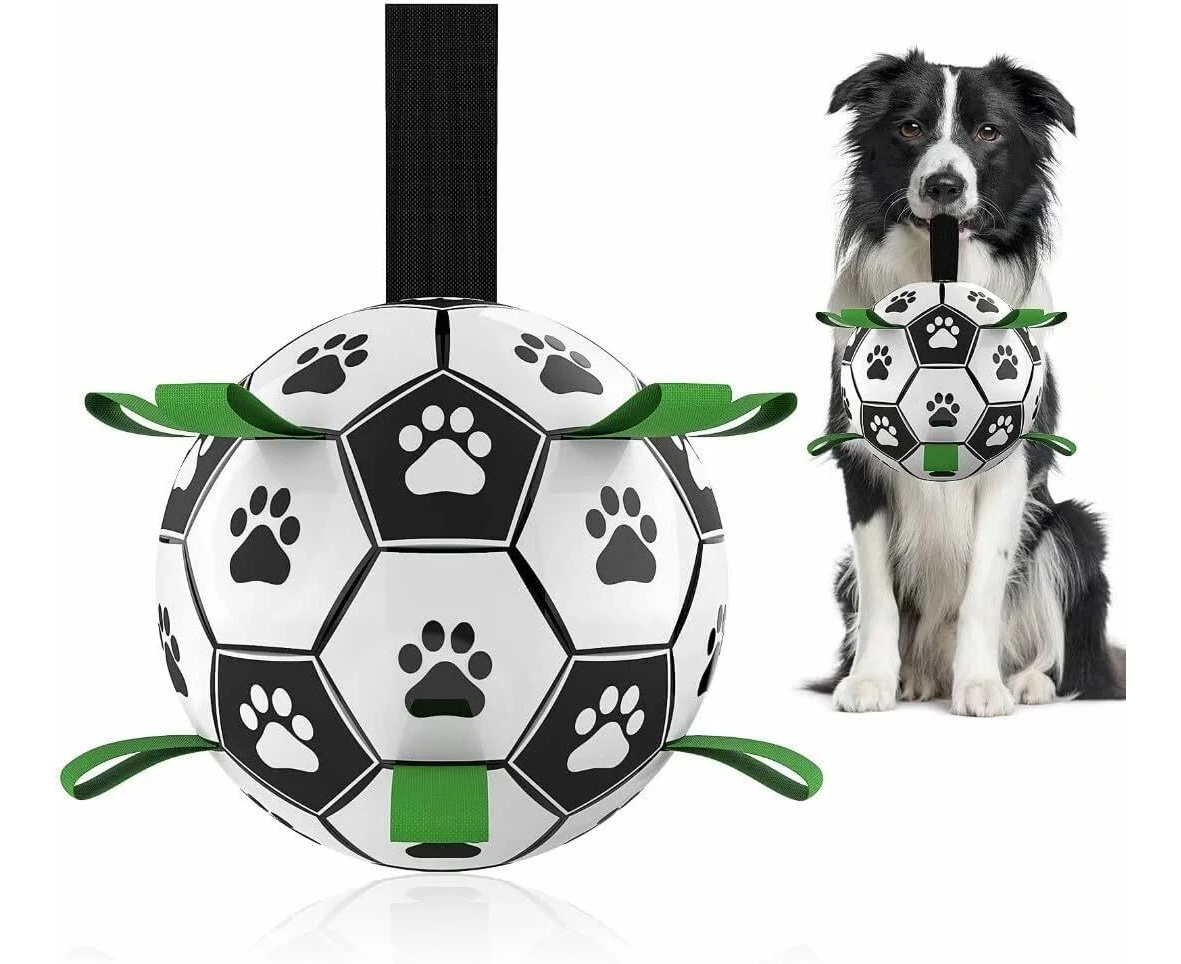 Dog Soccer Ball w/Grab Tabs Interactive Pet Dog Toy Football