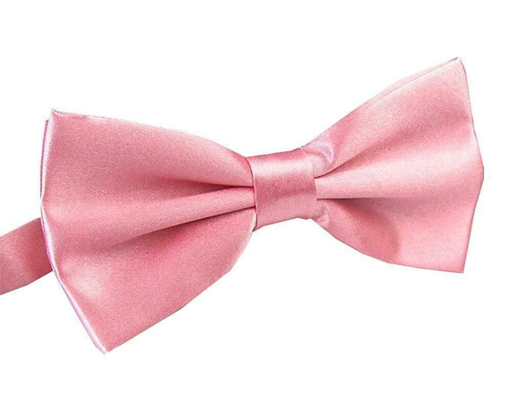 Mens BOW TIE Wedding Tuxedo Formal Bestman Necktie Classic Plain Party - Light Pink