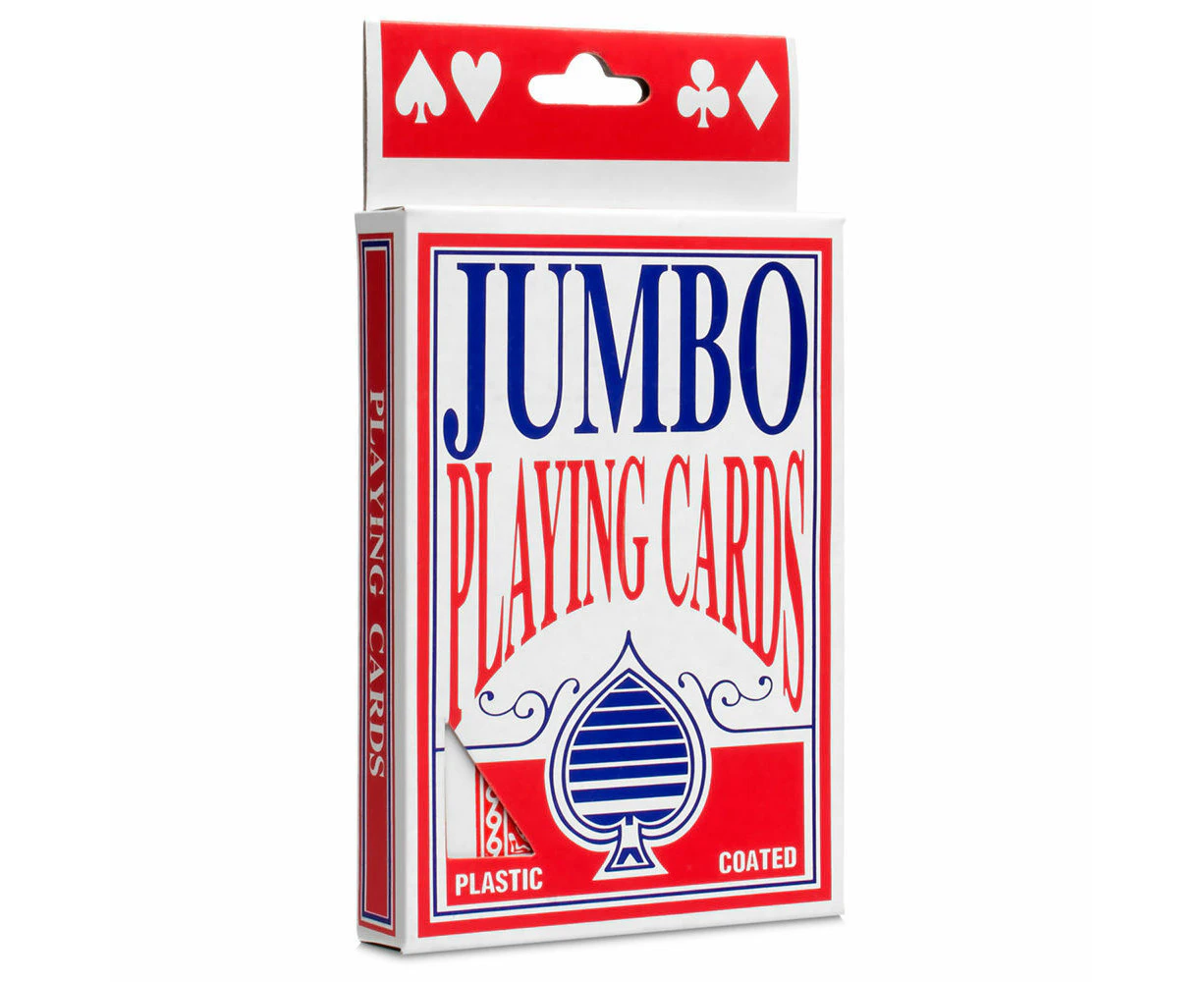 JUMBO PLAYING CARDS Full Deck Red Poker Plastic Coated 8.5 x 12cm King Big Size