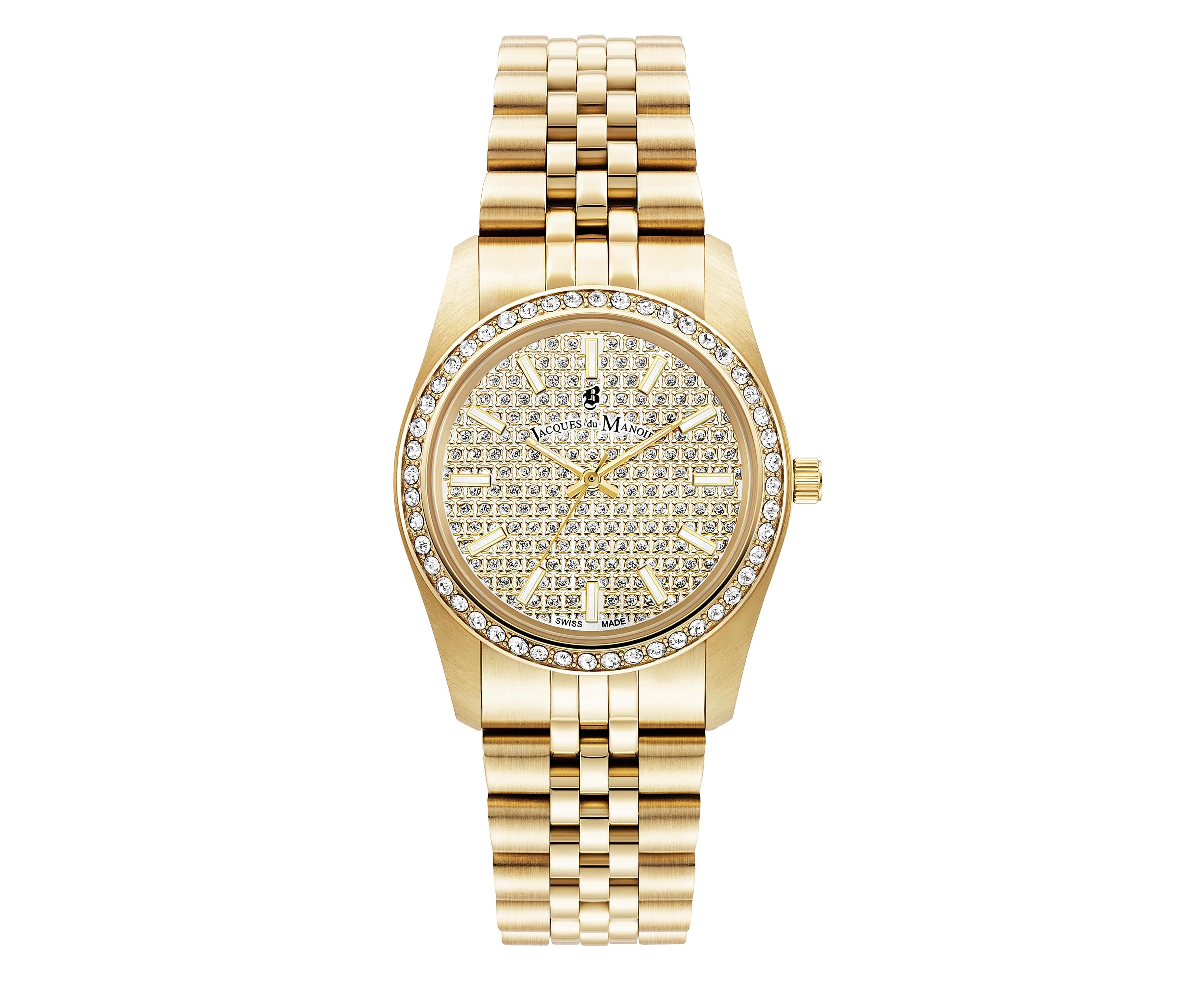 Jacques du Manoir Swiss-Made Inspiration Glamour 34mm Women's Gold Luxury Watch