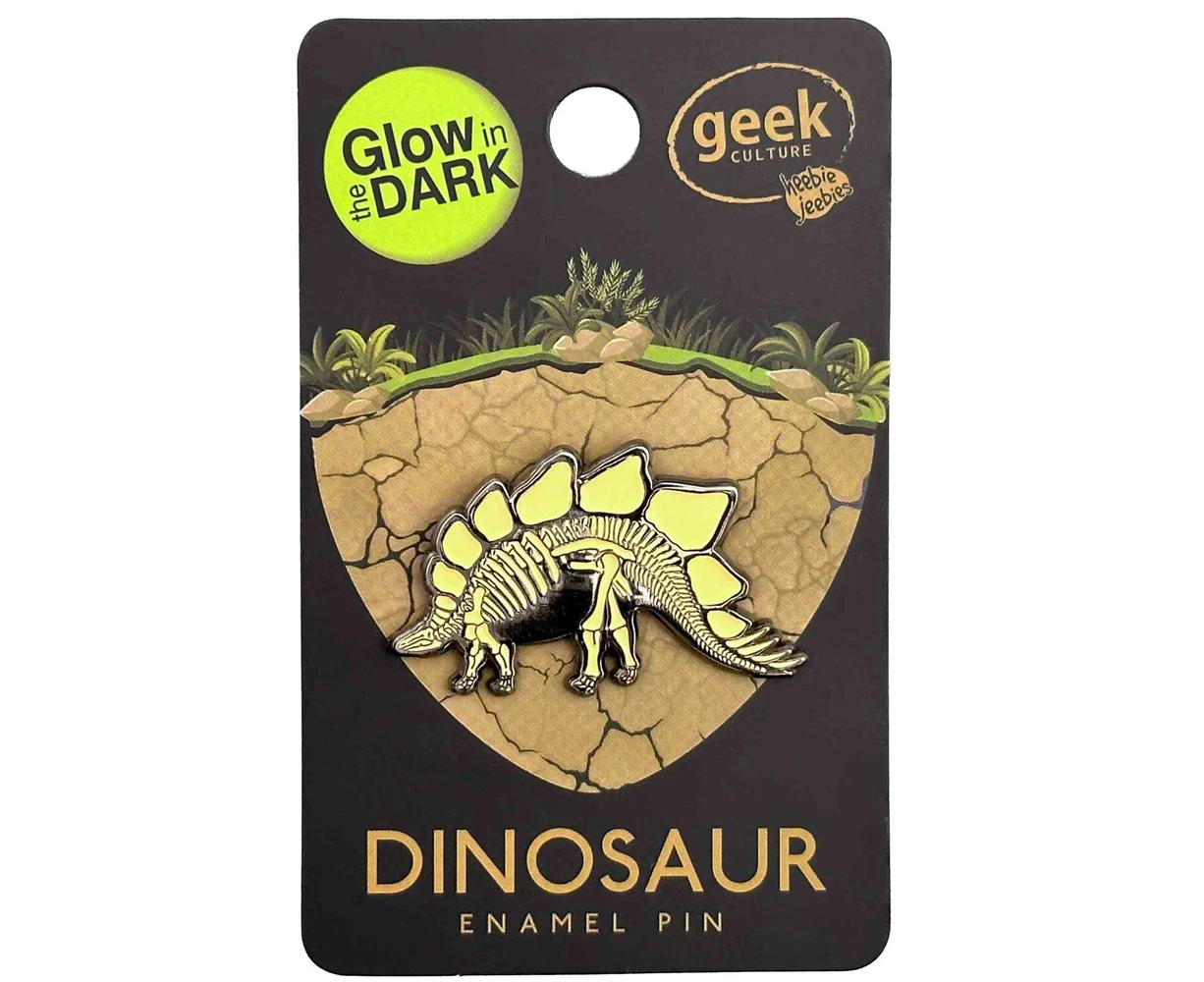 Geek Culture Dinosaur Skeleton Glow Enamel Pin Button Badge/Brooch Stegosaurus