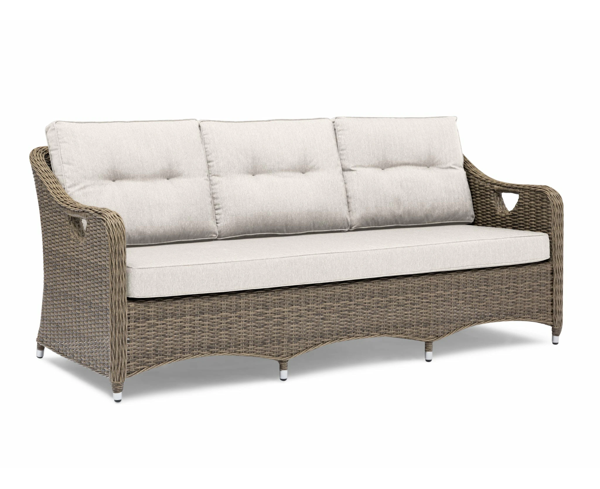 FurnitureOkay Liverpool Wicker Outdoor Sofa - Beige