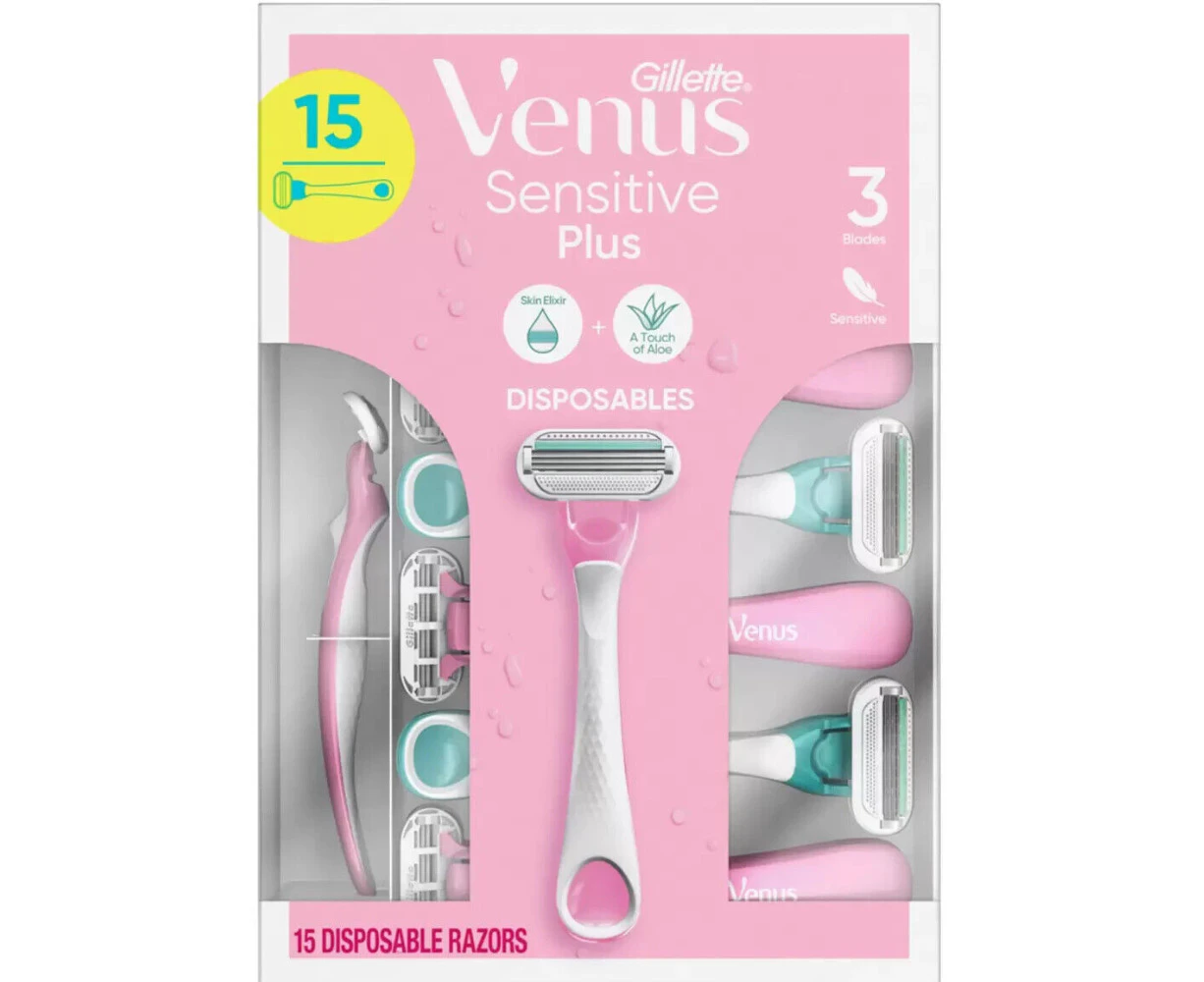 Gillette Venus Ladies Sensitive Skin Disposable Razors 15 Pack Women Shaver