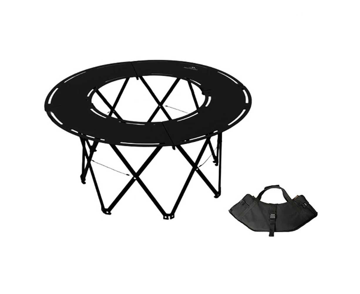 Outdoor Camping Home Courtyard HotPot Table Multifunctional Foldable Charcoal Grill Aluminum Alloy Table Portable Tea Boiling Round Table