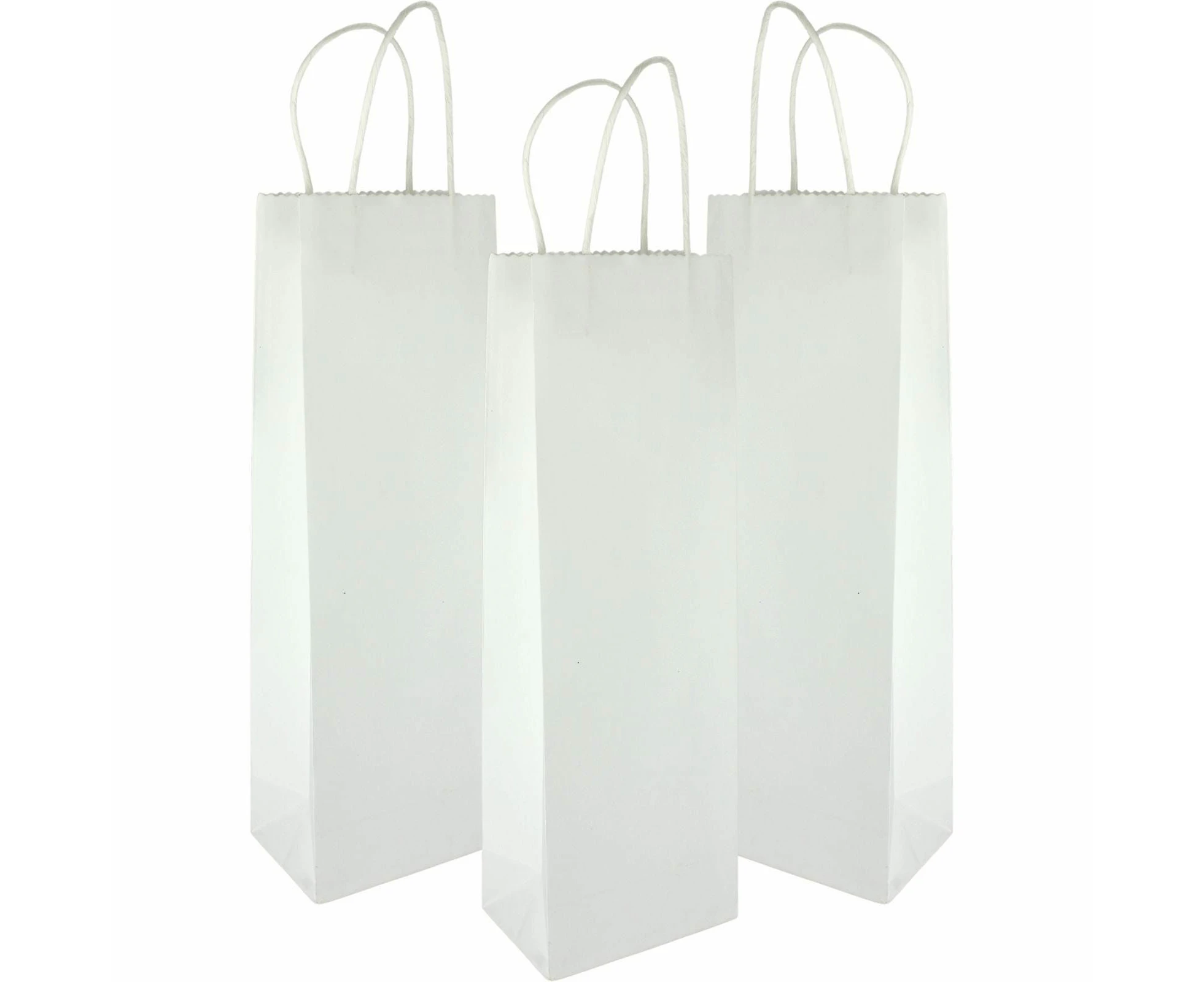 White Paper Bottle Bags 35cm x 11.5cm x 8cm (Pack of 3)