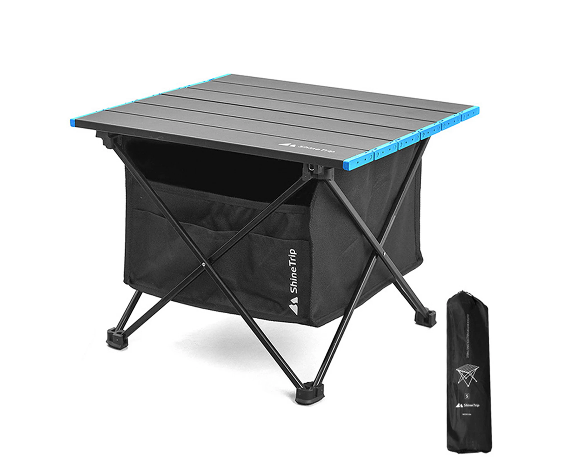 Outdoor Folding Picnic Table with Seat Pocket Camping Desk with Waterproof Tableware Clothes Storage Bag Camping Backyard Use