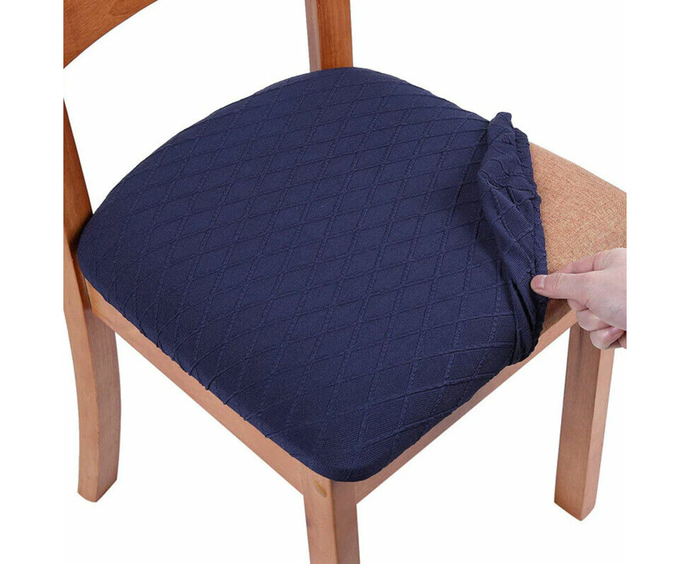 Navy 2pcs Chair Seat Covers Stretch Dining Seat Cushion Slipcovers Protector Cover Decor