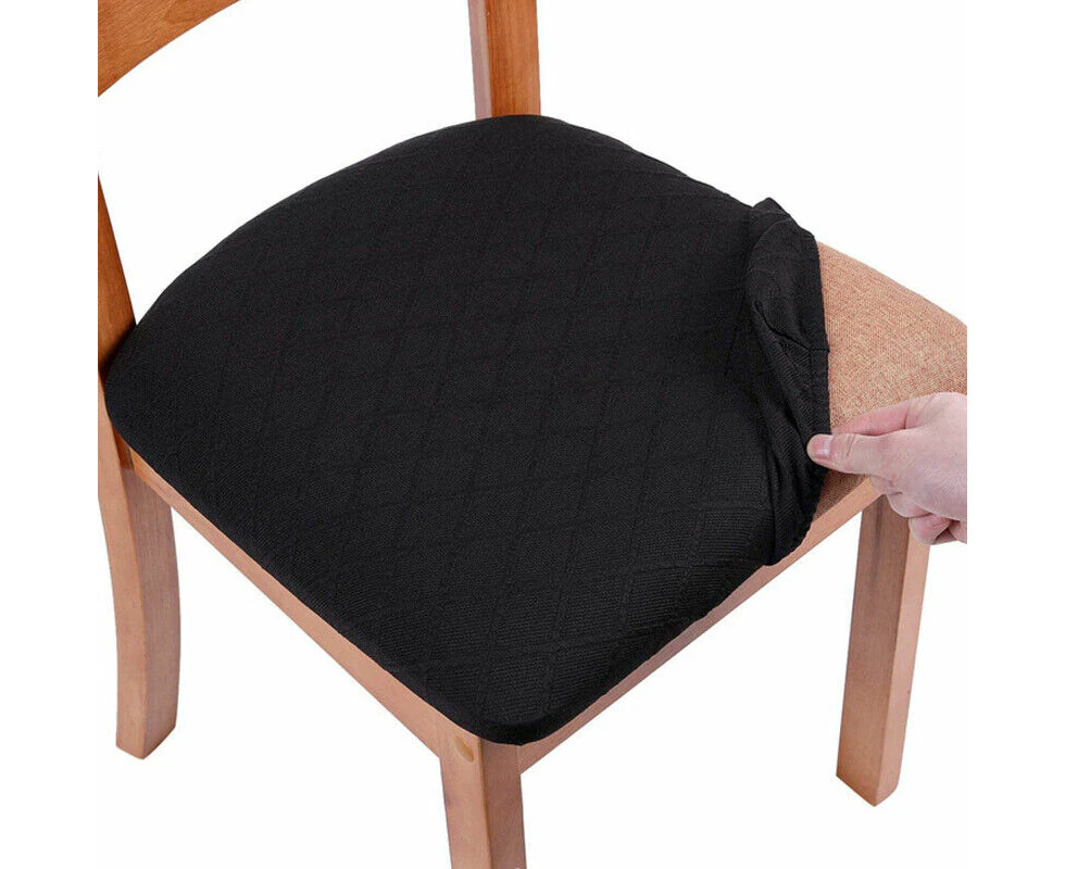 Black 2pcs Chair Seat Covers Stretch Dining Seat Cushion Slipcovers Protector Cover Decor