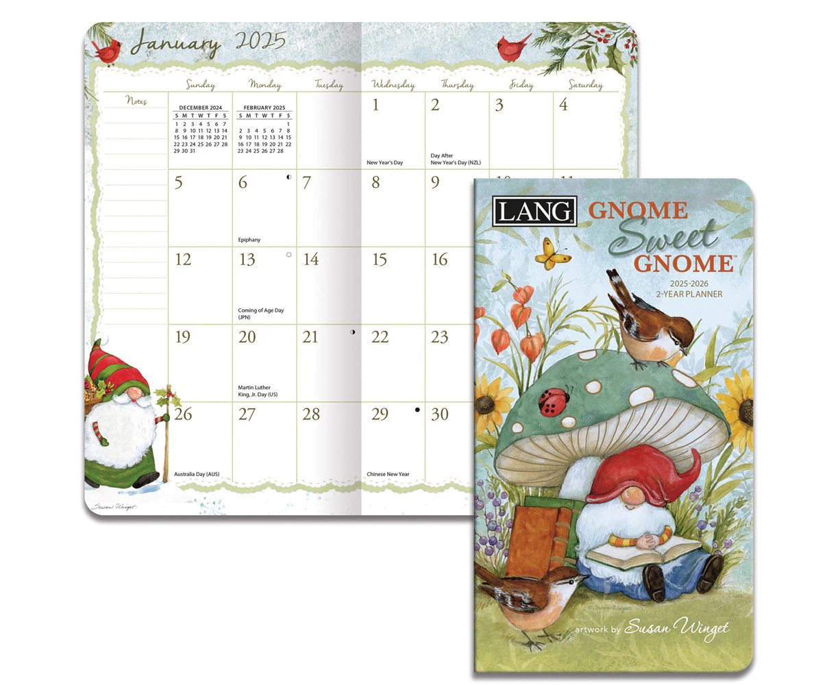 Lang 2025-2026 2 Year Pocket Planner Gnome Sweet Gnome Diary