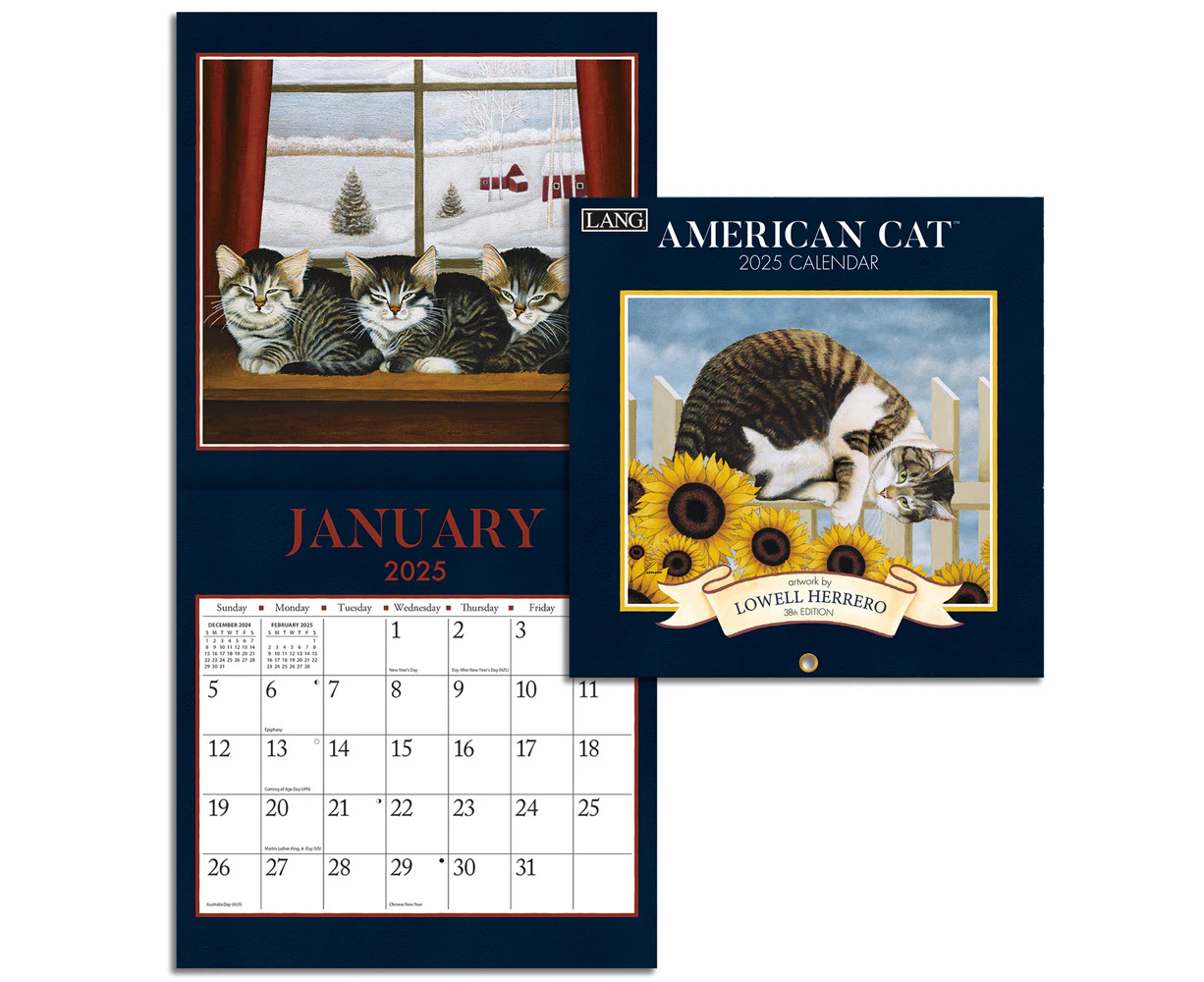 Lang 2025 Mini Calendar American Cat Does NOT Fit Frame