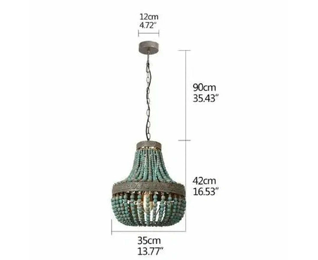 Retro Loft Vintage Rustic Round Wooden Beads Chandelier E27 LED Hanging Lamp Decor Lights (YY-P141001SSBL)