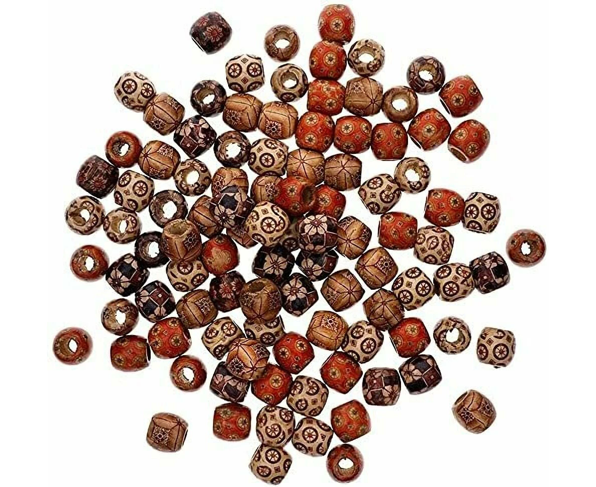 950pcs 12mm Mixed Painted Drum Wood Spacer Beads Wooden Beads for DIY Jewelry Making Hair Accessories