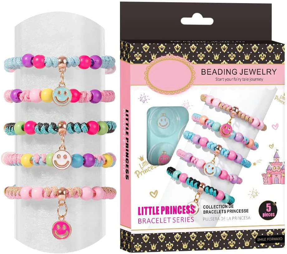 Pony Beads for Bracelets Making - Jewelry Making Kit with Fruit, Flower, Smiley, Preppy Clay Beads Charms - Bead Bracelet Making Kit for Girls