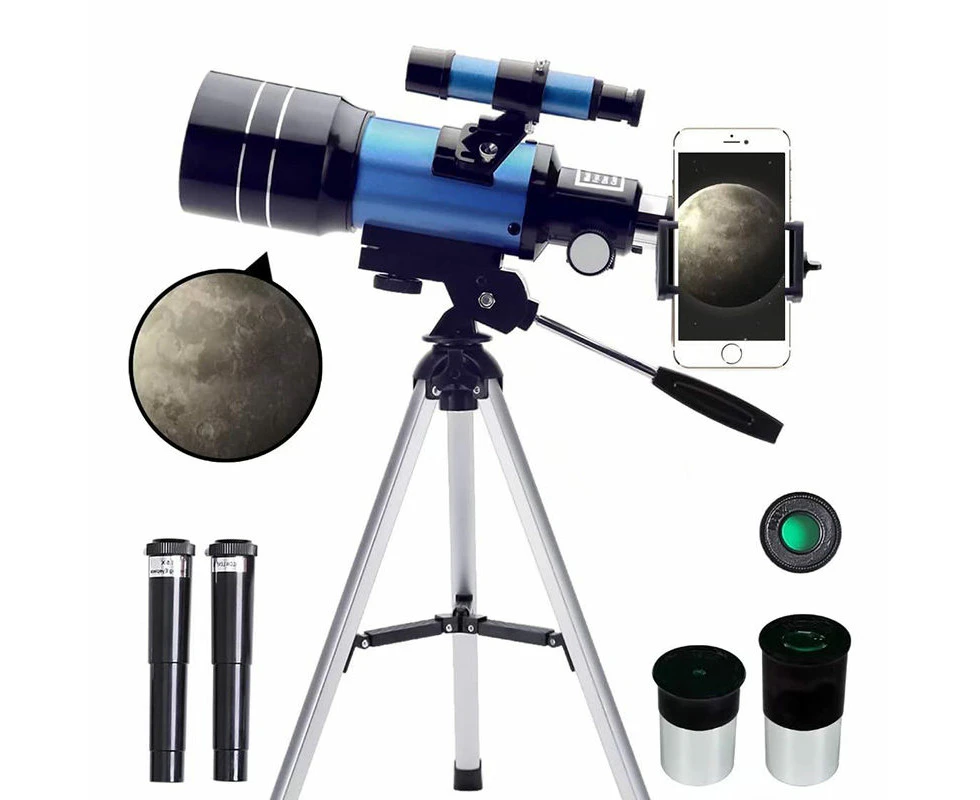 Geertop Telescope 70mm Aperture Refractor (15X-150X) with Remote for Kids-Blue