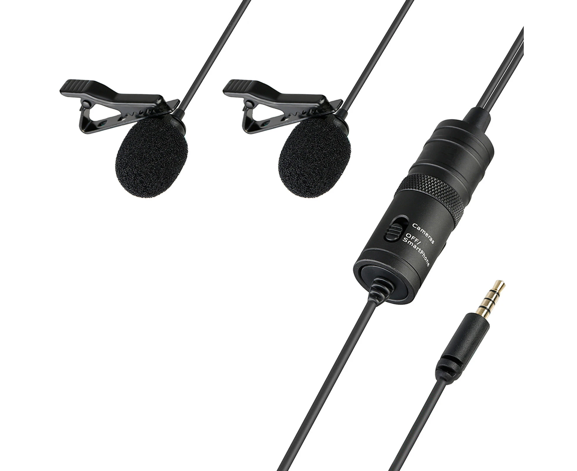 Dual Omni-directional Lavalier Microphone Lapel Clip-on Condenser Microphone for Canon Nikon Sony DSLR Camera Camcorder for iPhone Samsung Huawei Smartphon