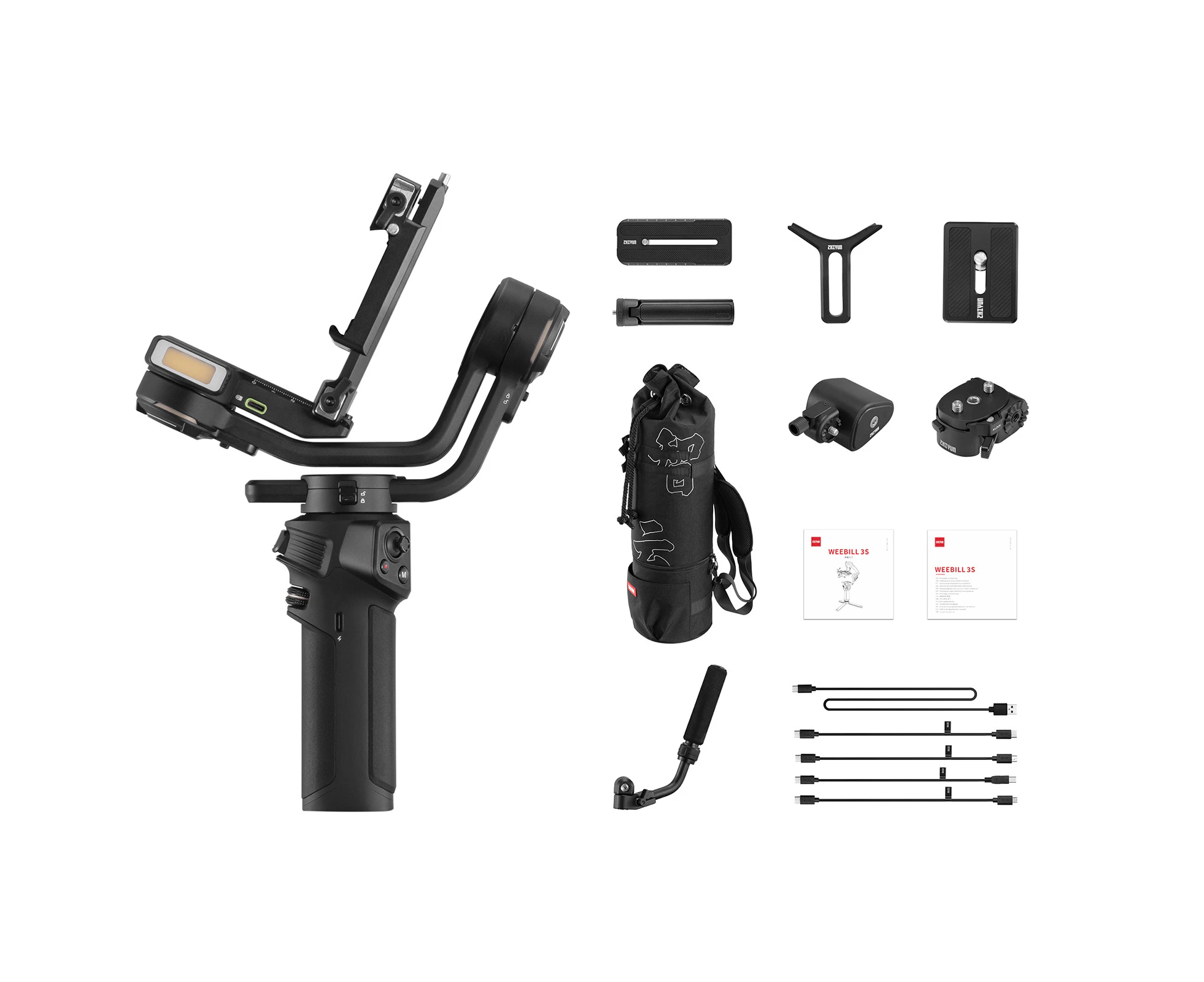 ZHIYUN WEEBILL 3S COMBO Handheld Camera 3-Axis Gimbal Stabilizer Quick Release Built-in Fill Light PD Fast Charging Battery Max. Load 3kg/ 6.6Lbs Replaceme