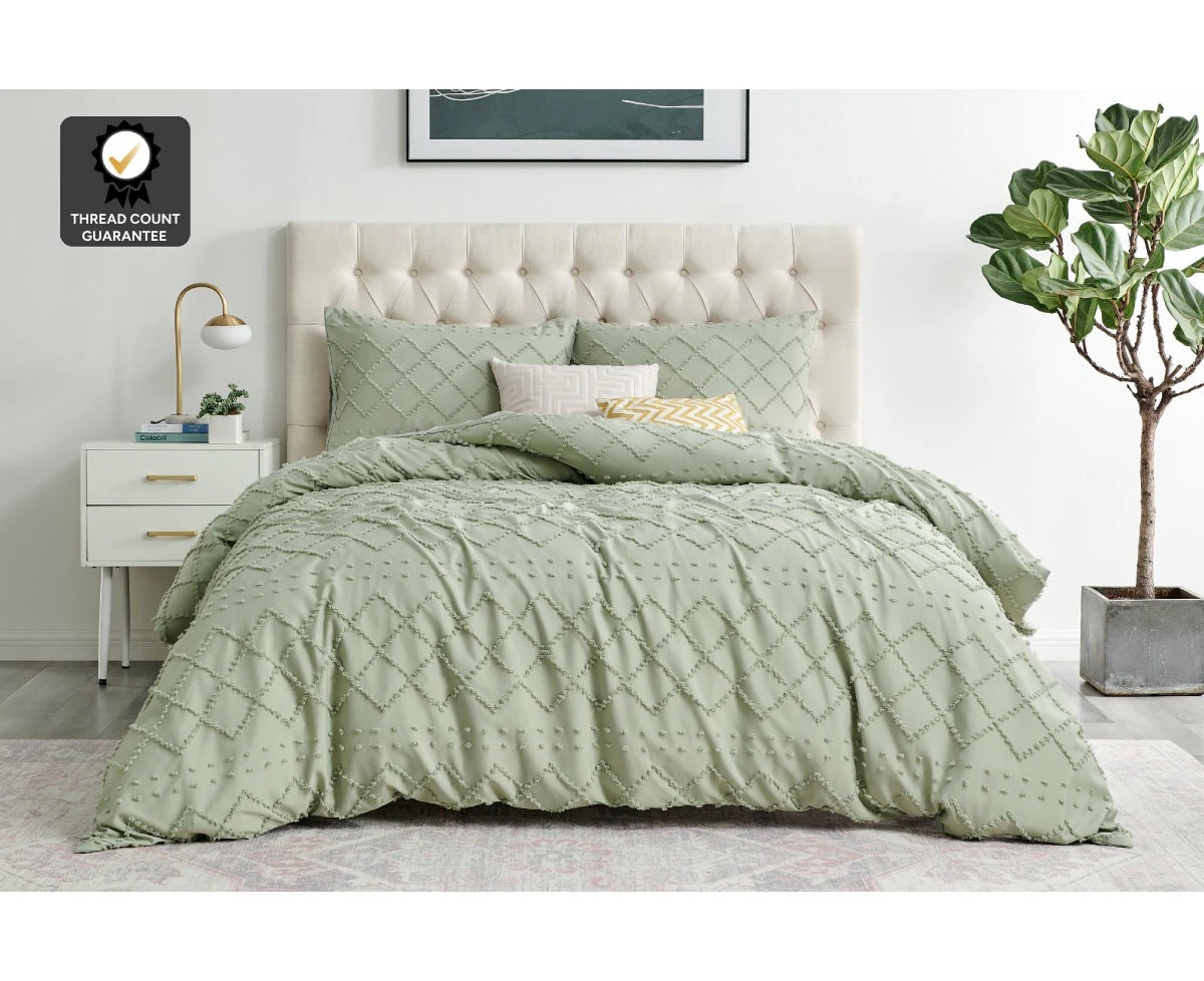 Ovela Tilly Tufted Quilt Cover Set (Desert Sage)