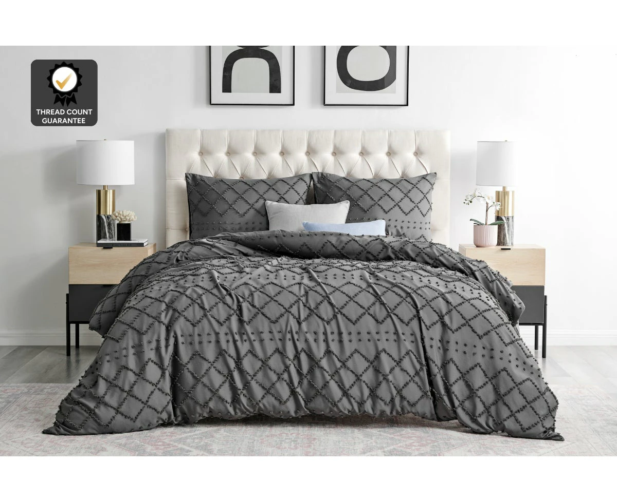 Ovela Tilly Tufted Quilt Cover Set (Castlerock)