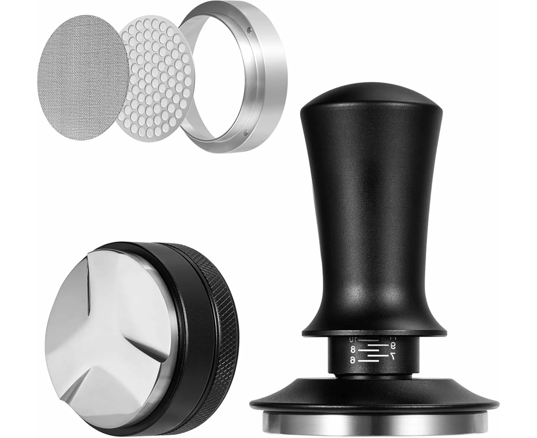 Espresso Tamper Set, 58mm Coffee Distributor & Tamper, Spring-Loaded Coffee Tamper, Adjustable Depth Espresso Distributor Leveler