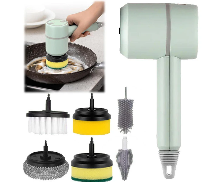 Electric Spin Scrubber Cordless Power Cleaning Brush with 6 Replaceable Brush Heads