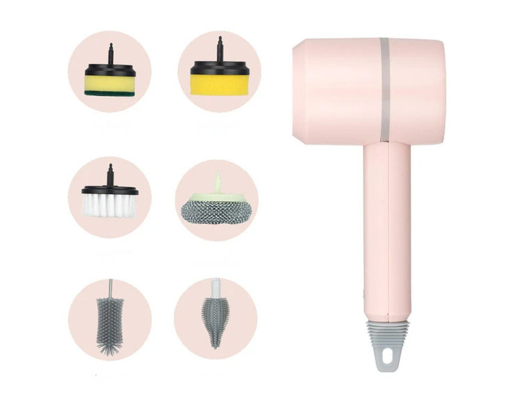 Electric Spin Scrubber Cordless Power Cleaning Brush with 6 Replaceable Brush Heads