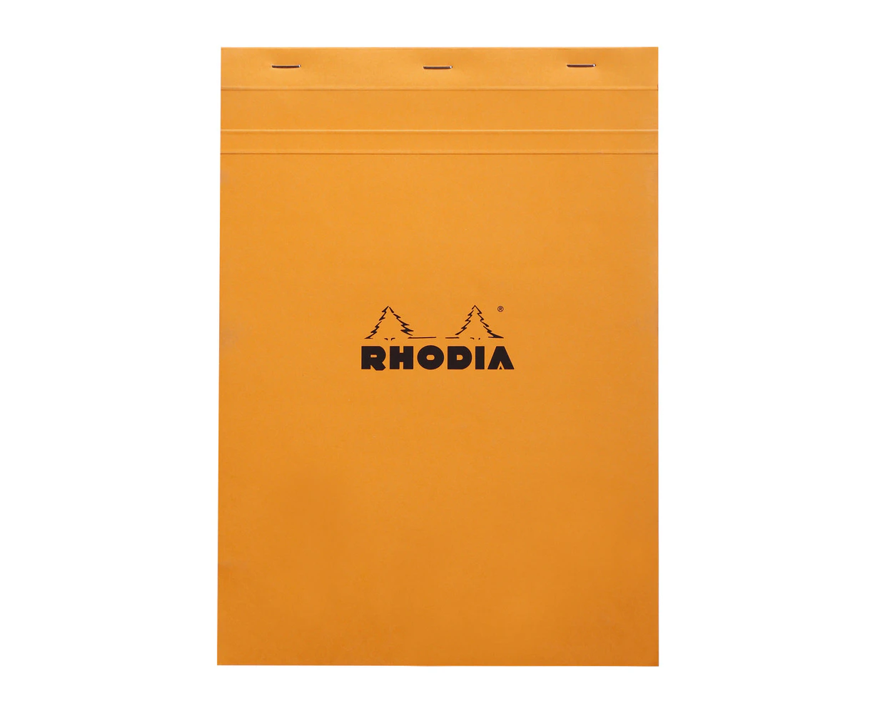 Rhodia No.18 Top Stapled A4 Notepad Office Stationery Note Pad 5x5 Grid Orange