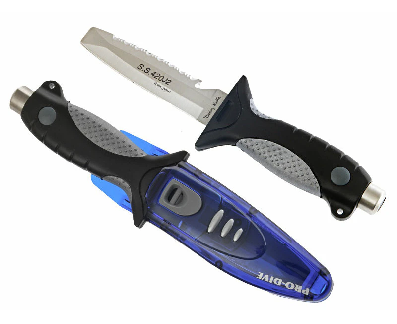 Pro-Dive Chisel Tip Dive Knife 110mm Blue