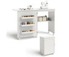 Costway Folding Sewing Table Mobile Craft Cart Storage Cabinet Work Station Desk w/Lockable Casters White