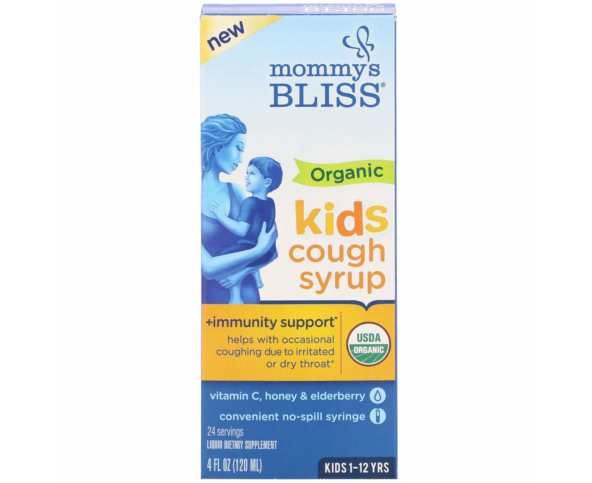 Mommy's Bliss, Kids, Organic Cough Syrup + Immunity Support, Kids 1-12 Yrs, 4 fl oz (120 ml)