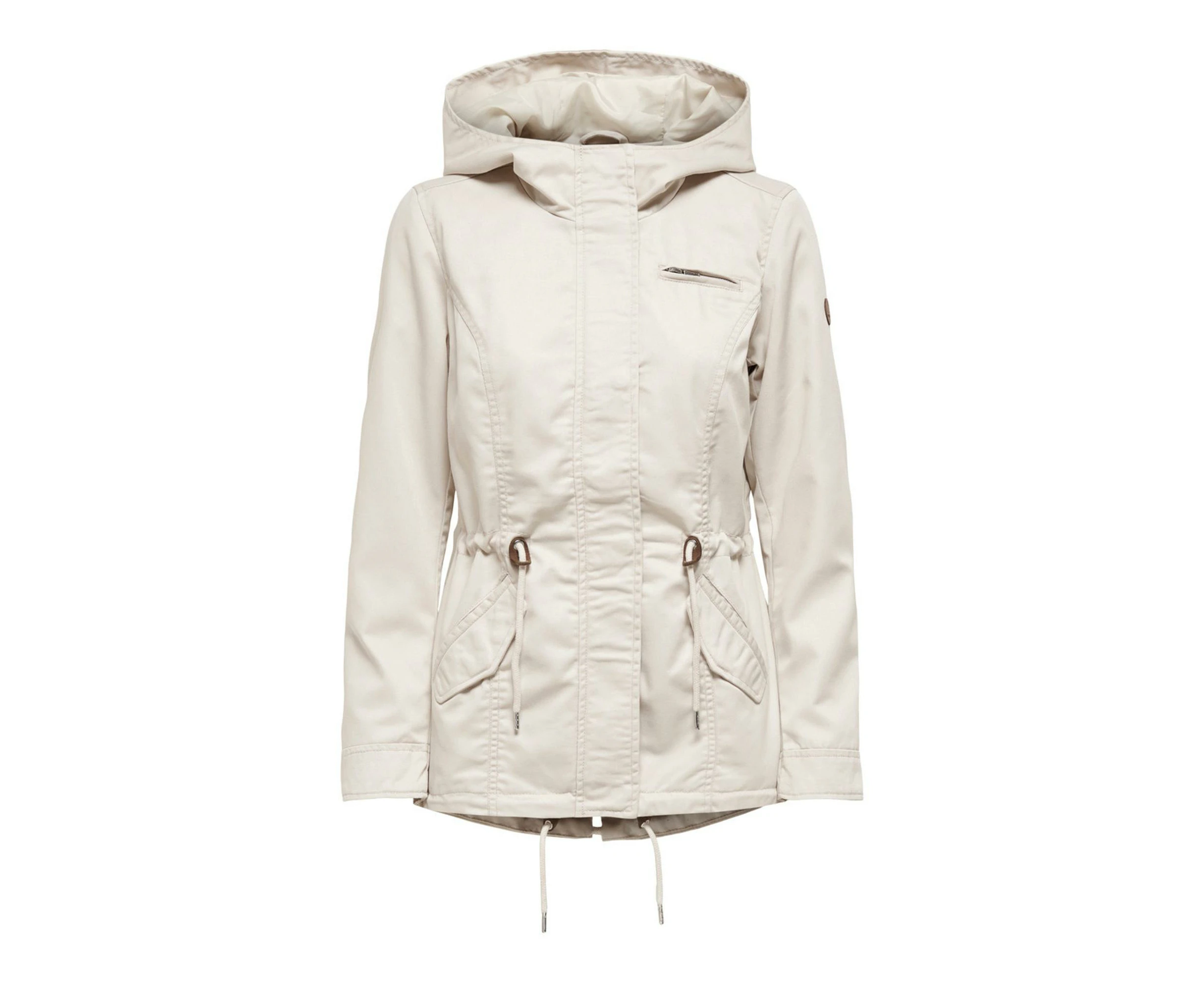 Zippered Hooded Blazer - Beige