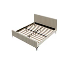 Oikiture Bed Frame King Size Velvet Fabric ROYO