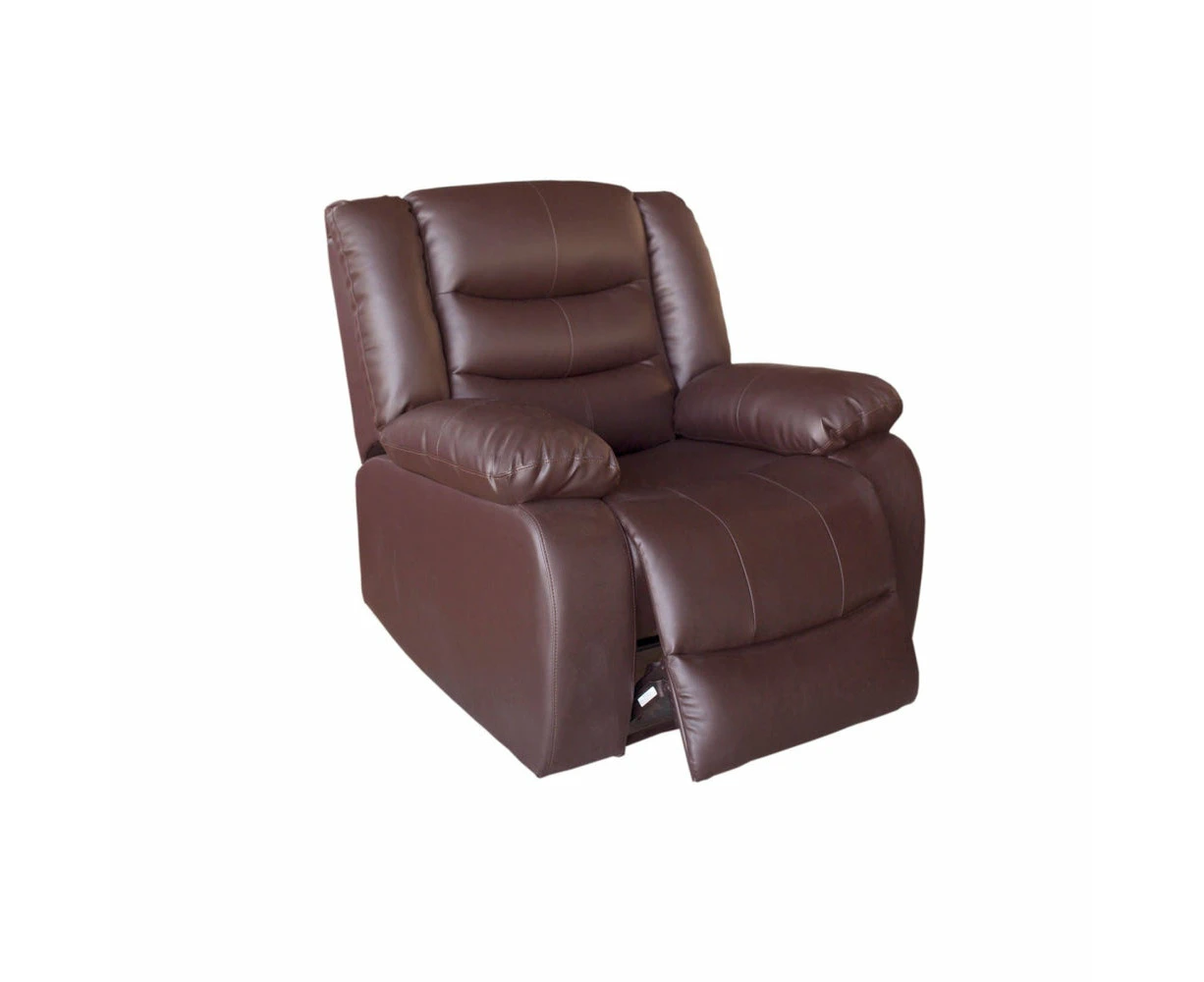 Single Seater Recliner Sofa Chair In Faux Leather Lounge Couch Armchair in Brown