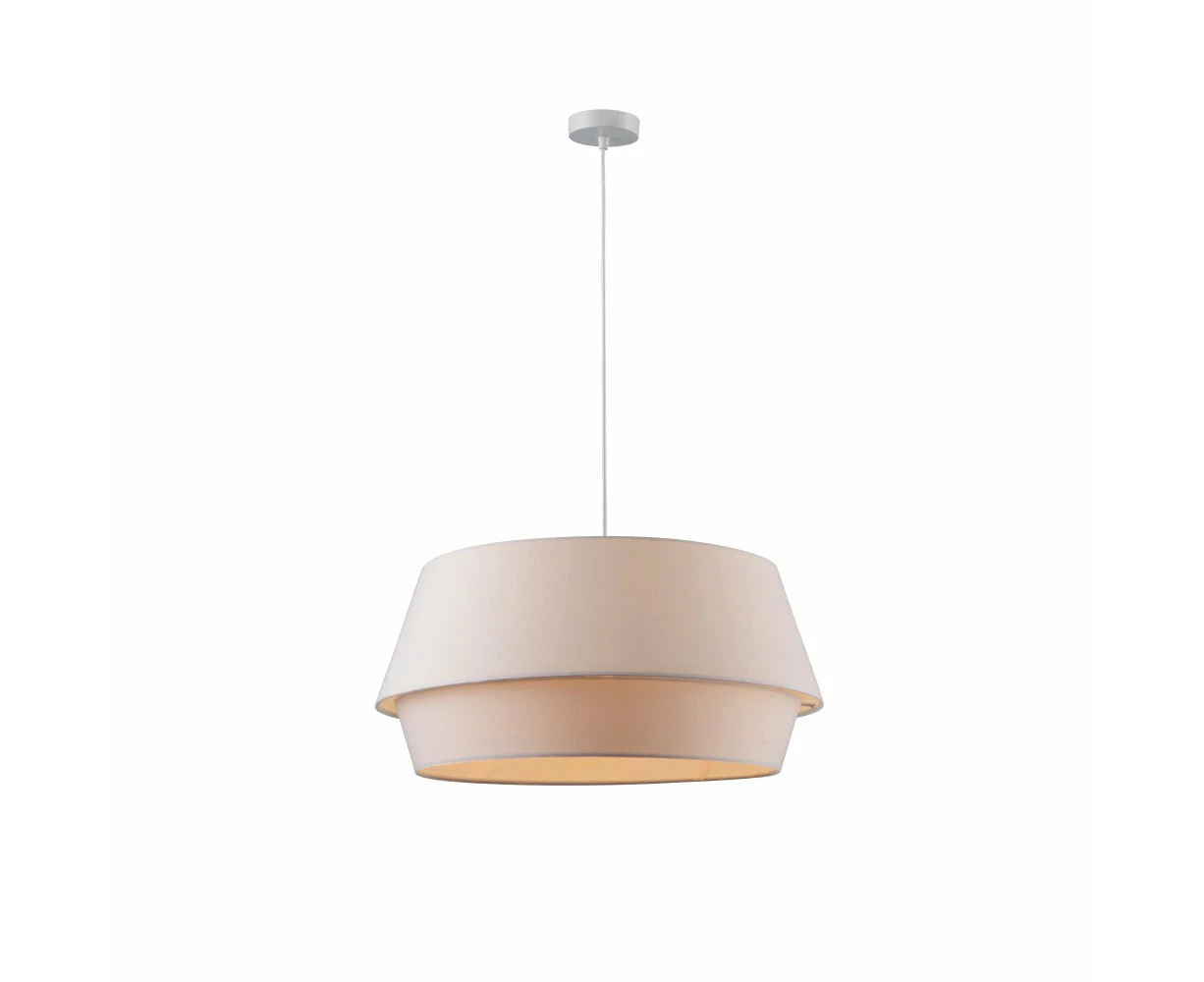 Orelli Pendant Disc Home Metal Light Fabric Shade - White Color