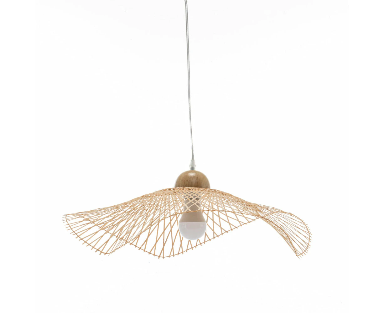 New Oriental Natural Hand-Woven Bamboo Wave Hanging Pendant Lamp Light Small