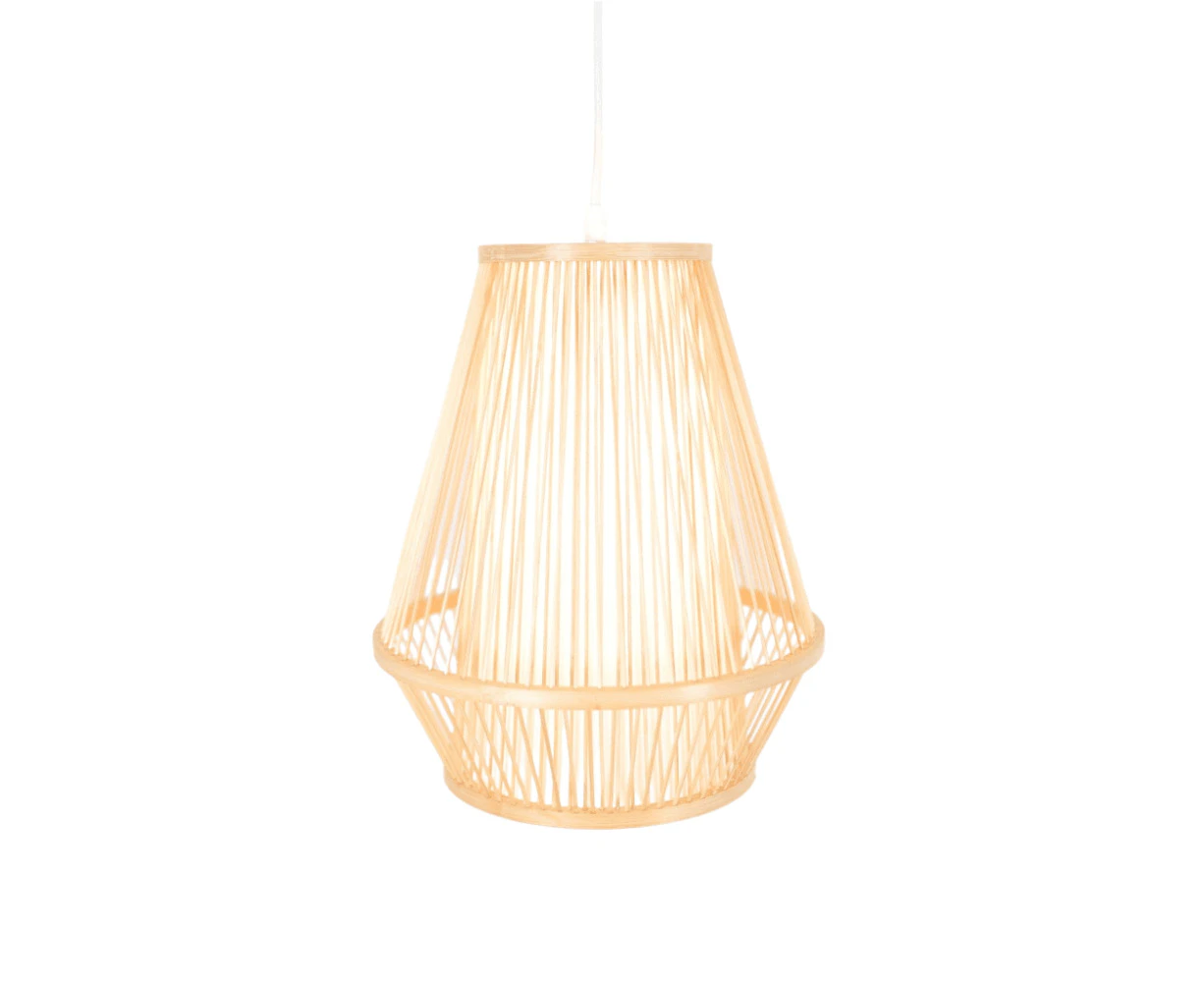 New Oriental Empire Modern Oriental Wooden Hand-Woven Bamboo Pendant Lamp Light - Natural