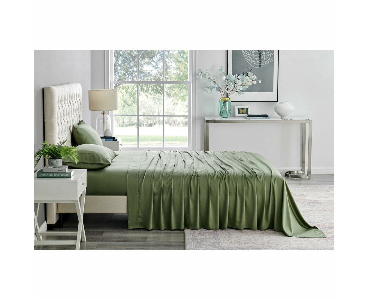 100% Natural Bamboo Bed Sheet Set Oil Green - Double