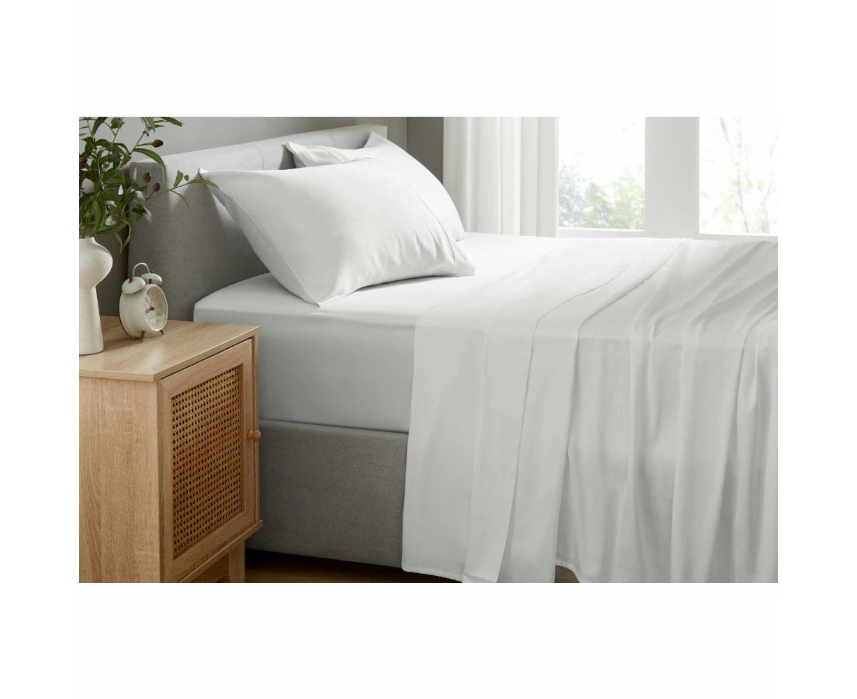 100% Australian Cotton Bed Sheet Set White - Single